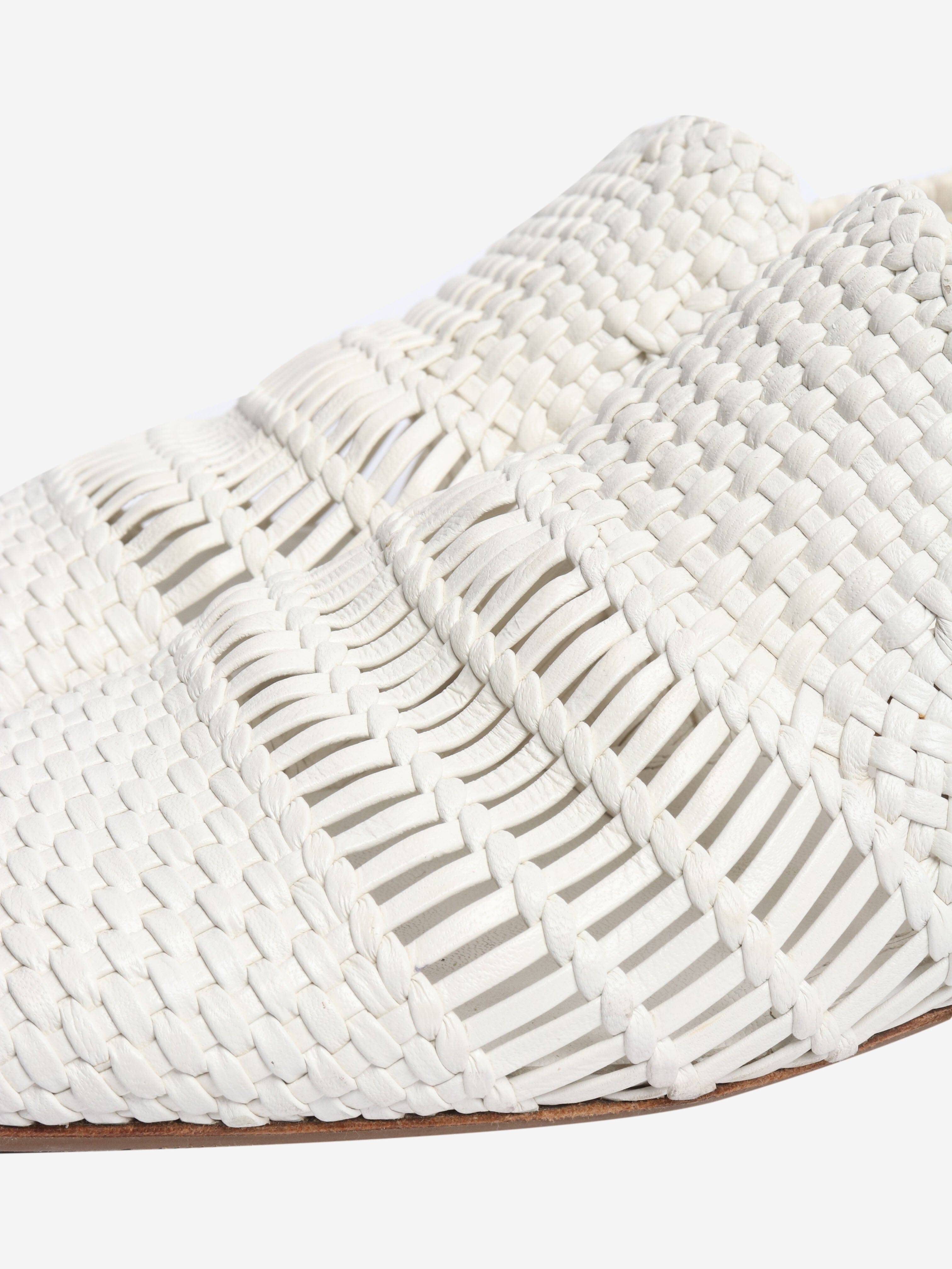 White woven leather flat shoes - size EU 37.5 Flat Shoes Celine 