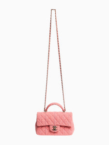 Chanel Pink tweed single flap bag