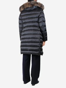 Moncler Black hooded puffer coat - size UK 16