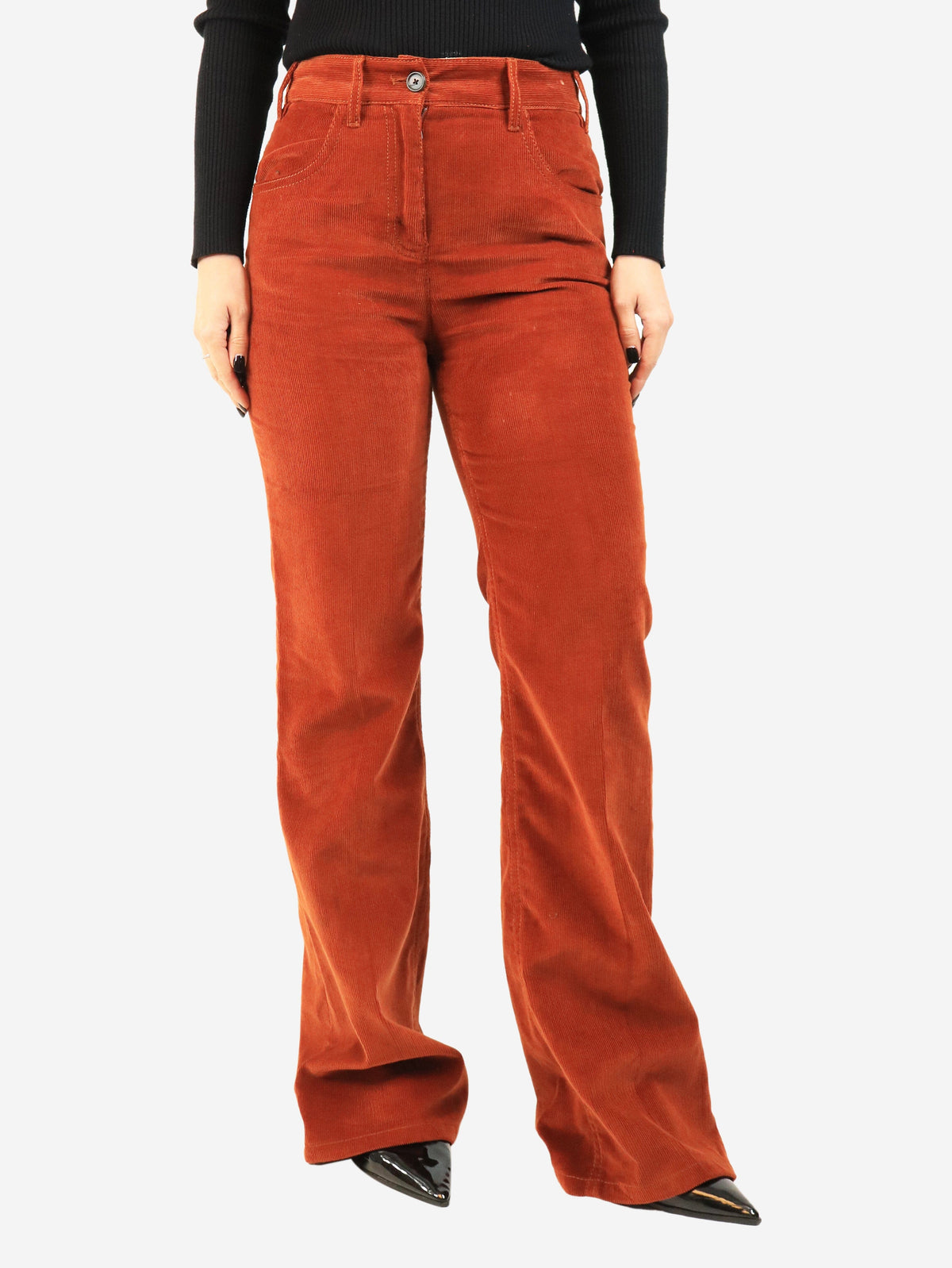 Burnt orange corduroy wide-leg trousers - size UK 8 Trousers Prada 