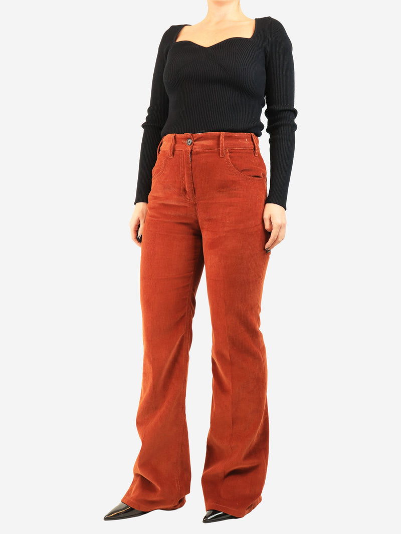 Burnt orange corduroy wide-leg trousers - size UK 8 Trousers Prada 