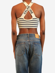 Cream and navy striped athletic-rib crop top - size S Tops Celine 