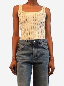 Fade ecru crystal-embellished bodysuit - size UK 8 Tops The Attico 