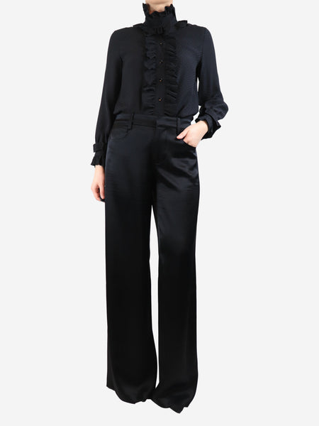 Black satin trousers - size UK 14 alternate image