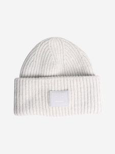 Acne Studios Grey melange large face logo beanie