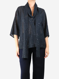 Charcoal sequined snap-button blouse - size S Tops Brunello Cucinelli 