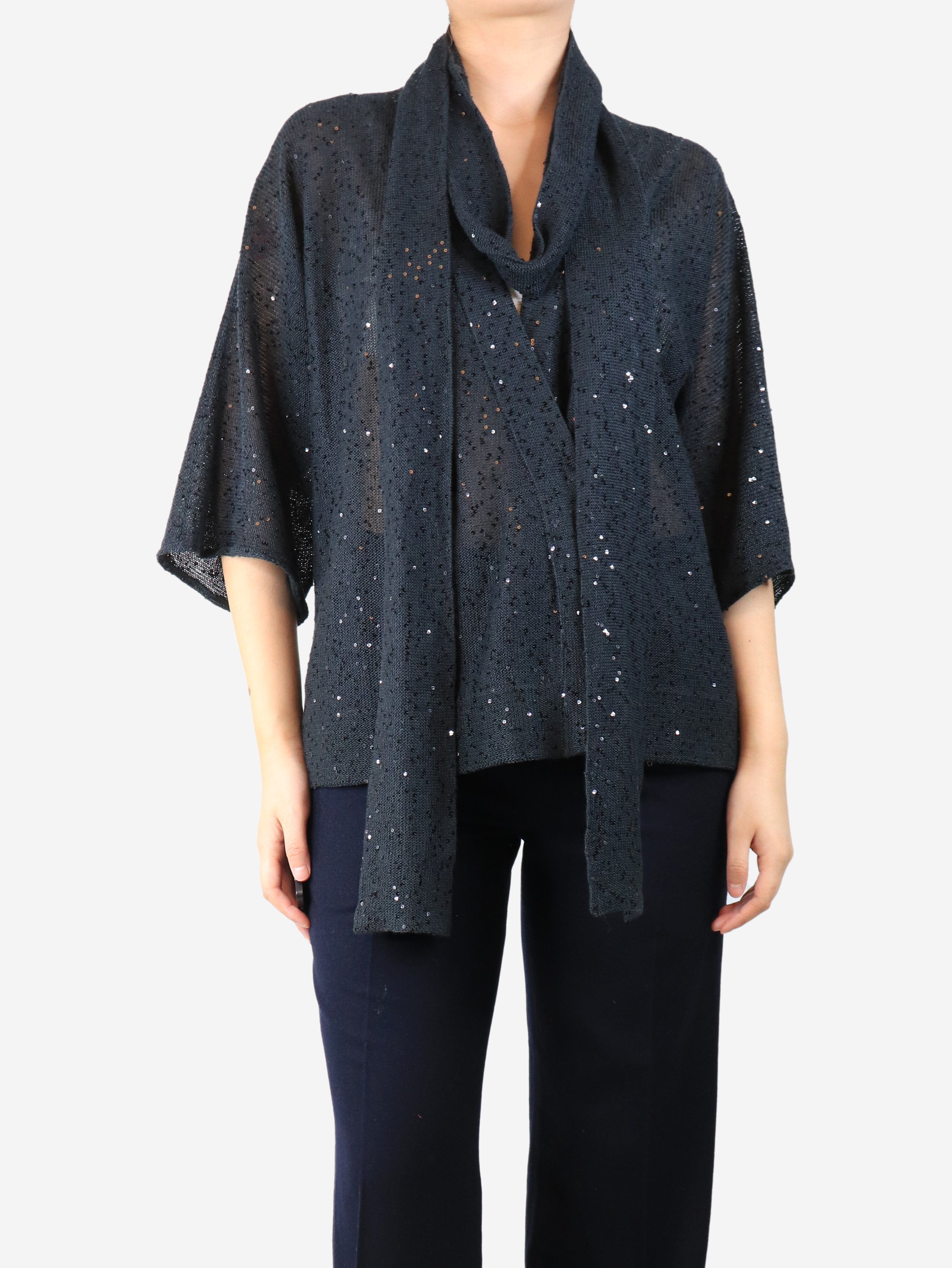 Charcoal sequined snap-button blouse - size S Tops Brunello Cucinelli 