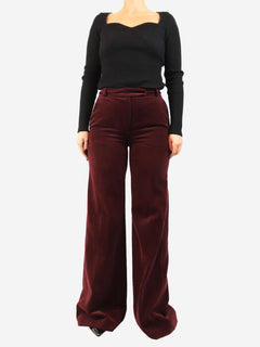 Plum corduroy wide-leg trousers - size UK 10 Trousers Martin Grant 