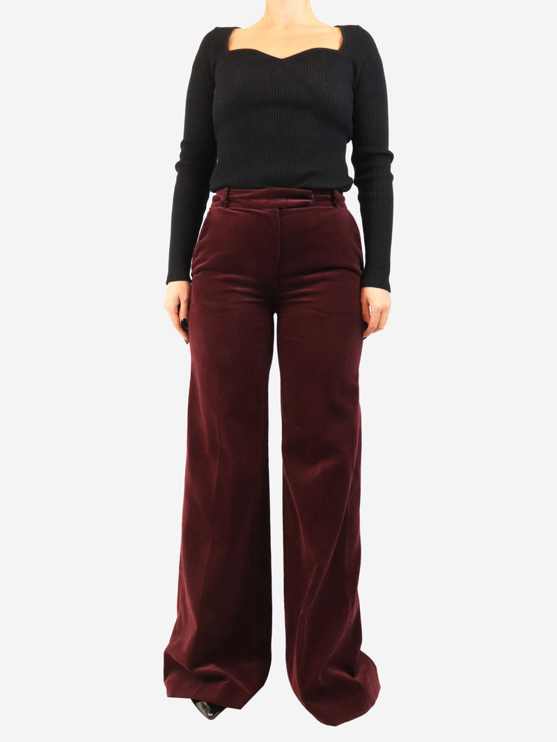 Plum corduroy wide-leg trousers - size UK 10 Trousers Martin Grant 