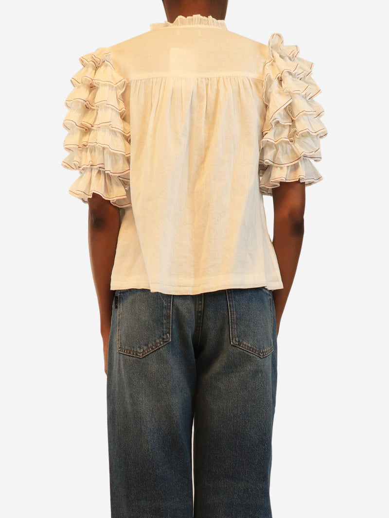 White frill cotton blouse - size XS Tops Penelope Chilvers 