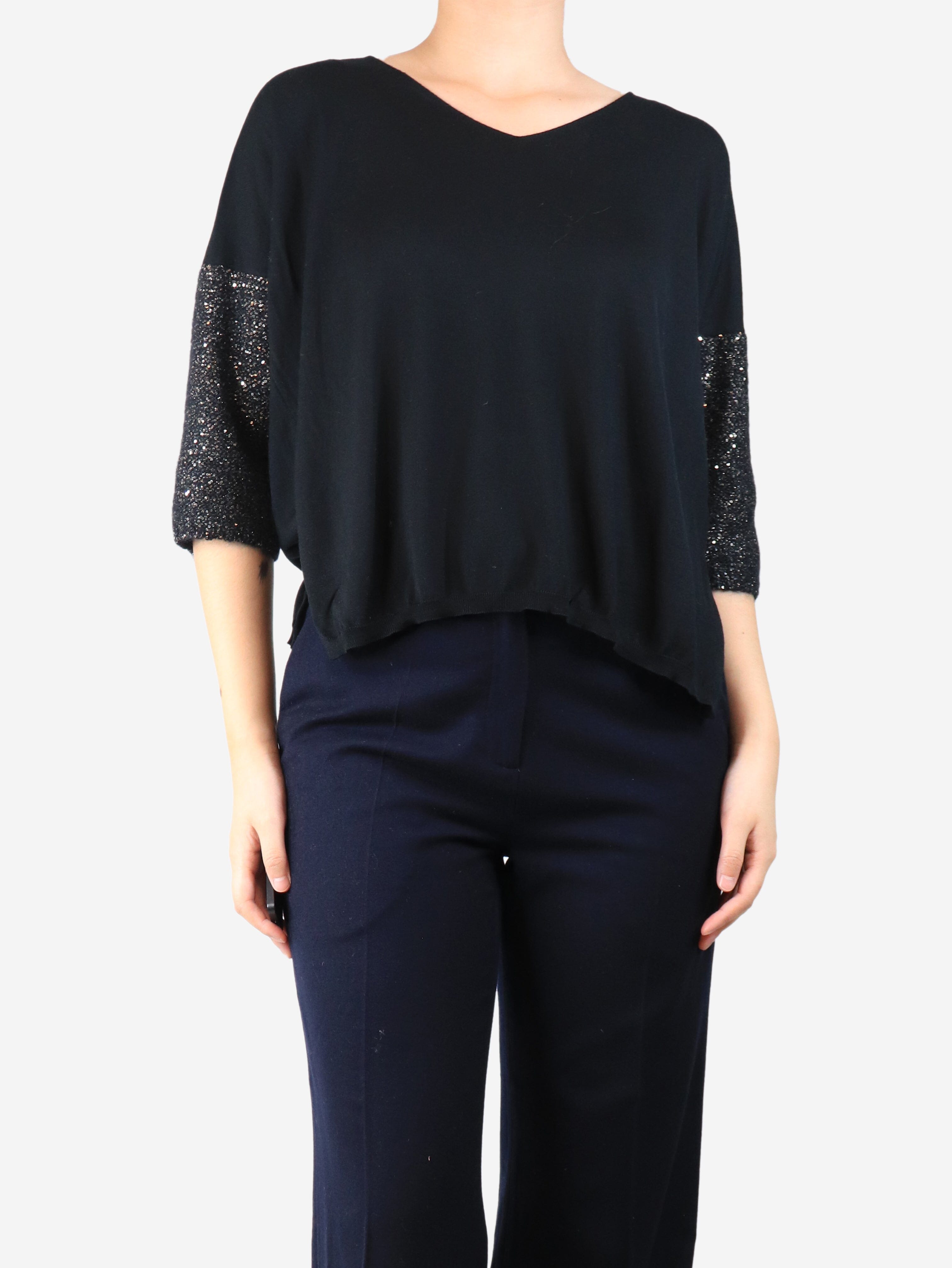 Black sequined-sleeve sweater - size S Knitwear Le Tricot Perugia 