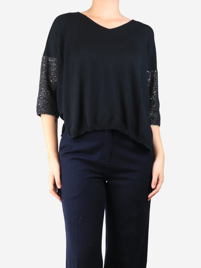 Black sequined-sleeve sweater - size S Knitwear Le Tricot Perugia 
