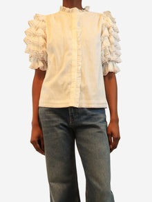 White frill cotton blouse - size XS Tops Penelope Chilvers 