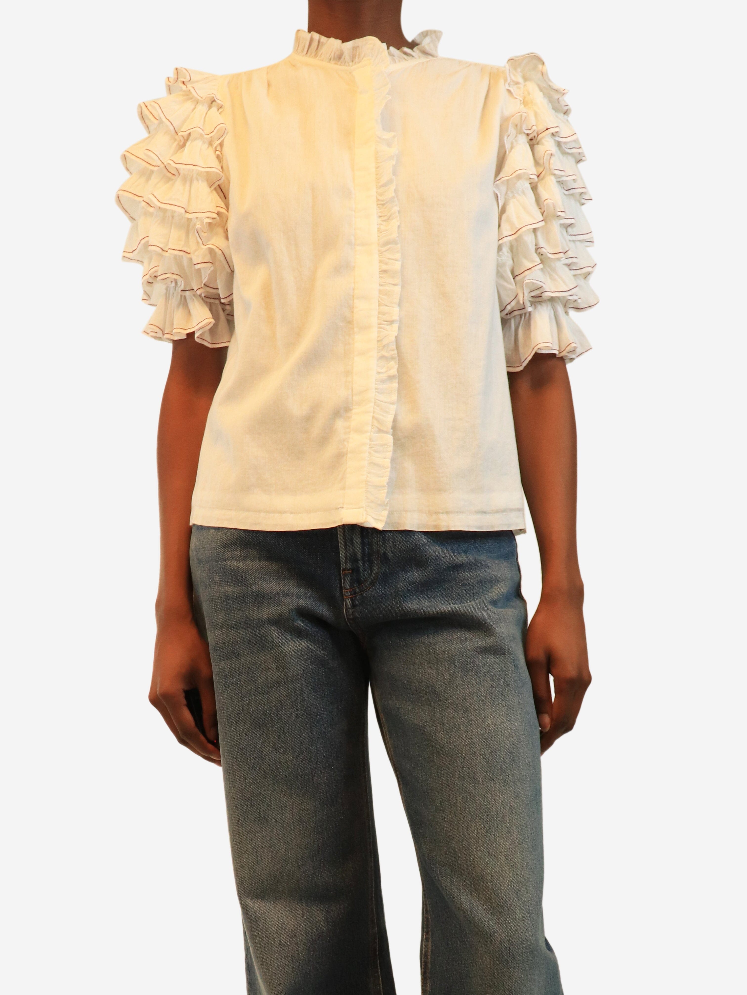 White frill cotton blouse - size XS Tops Penelope Chilvers 