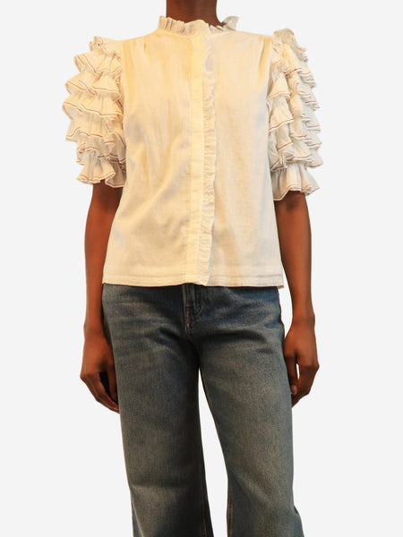 White frill cotton blouse - size XS product image