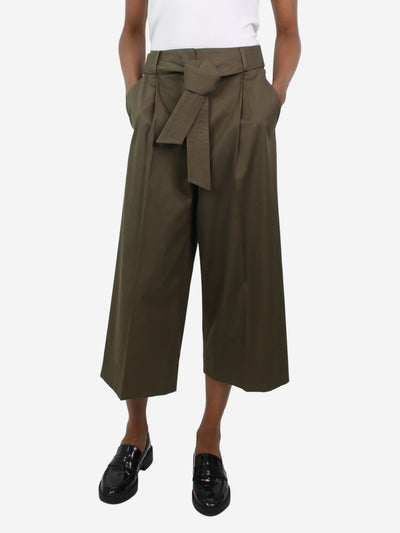 Khaki belted pleated culottes - size UK 6 Trousers Max Mara 