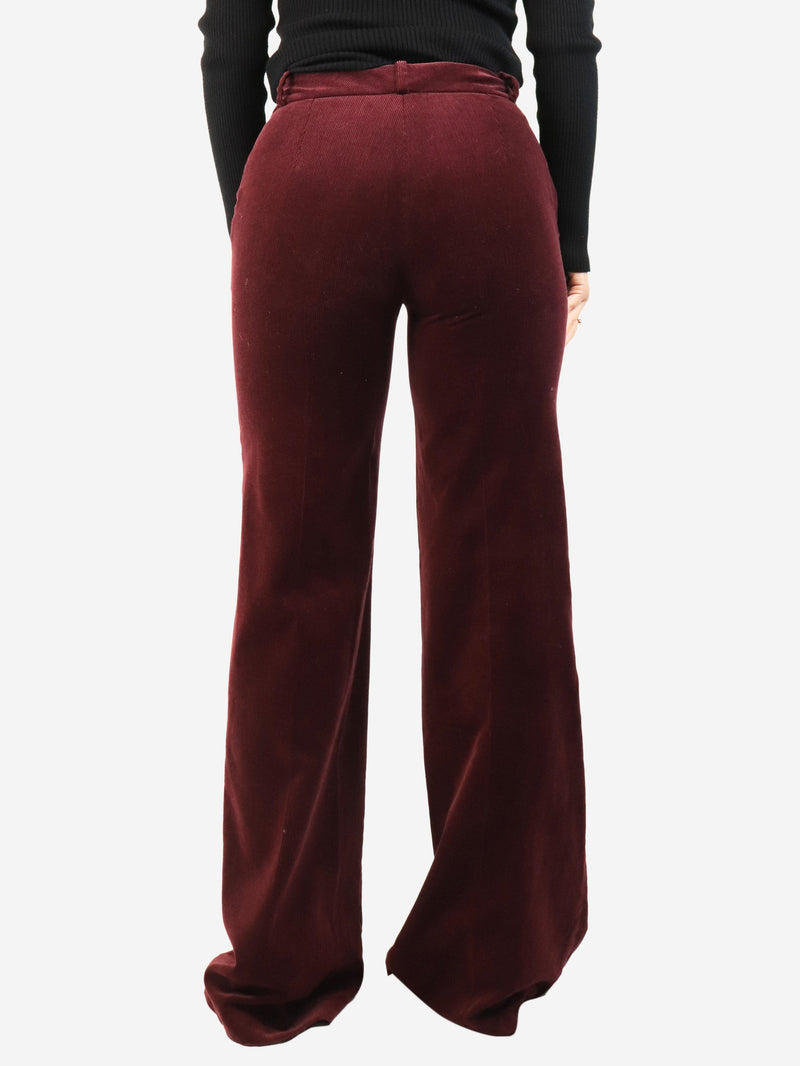 Plum corduroy wide-leg trousers - size UK 10 Trousers Martin Grant 