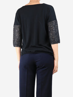 Black sequined-sleeve sweater - size S Knitwear Le Tricot Perugia 
