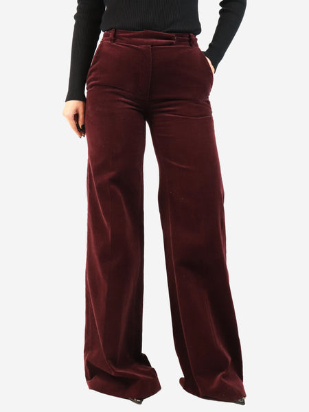 Plum corduroy wide-leg trousers - size UK 10 product image