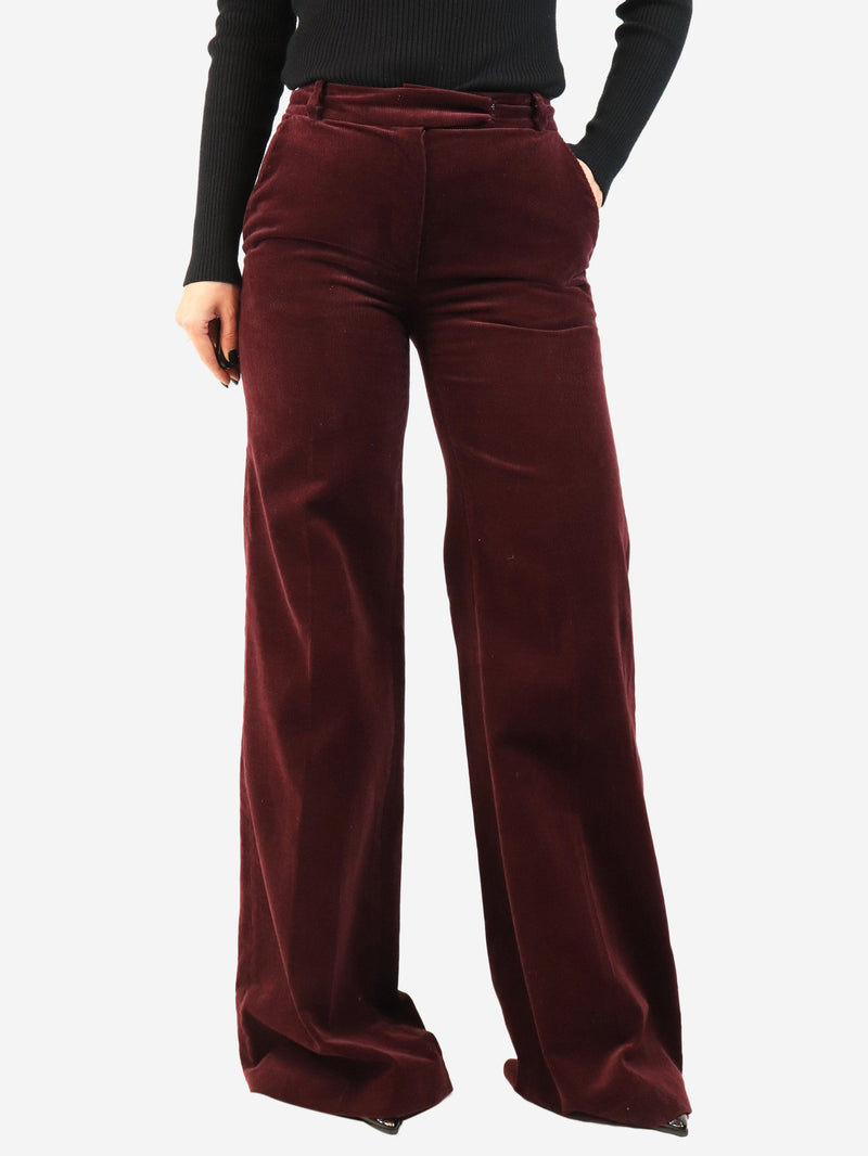 Plum corduroy wide-leg trousers - size UK 10 Trousers Martin Grant 