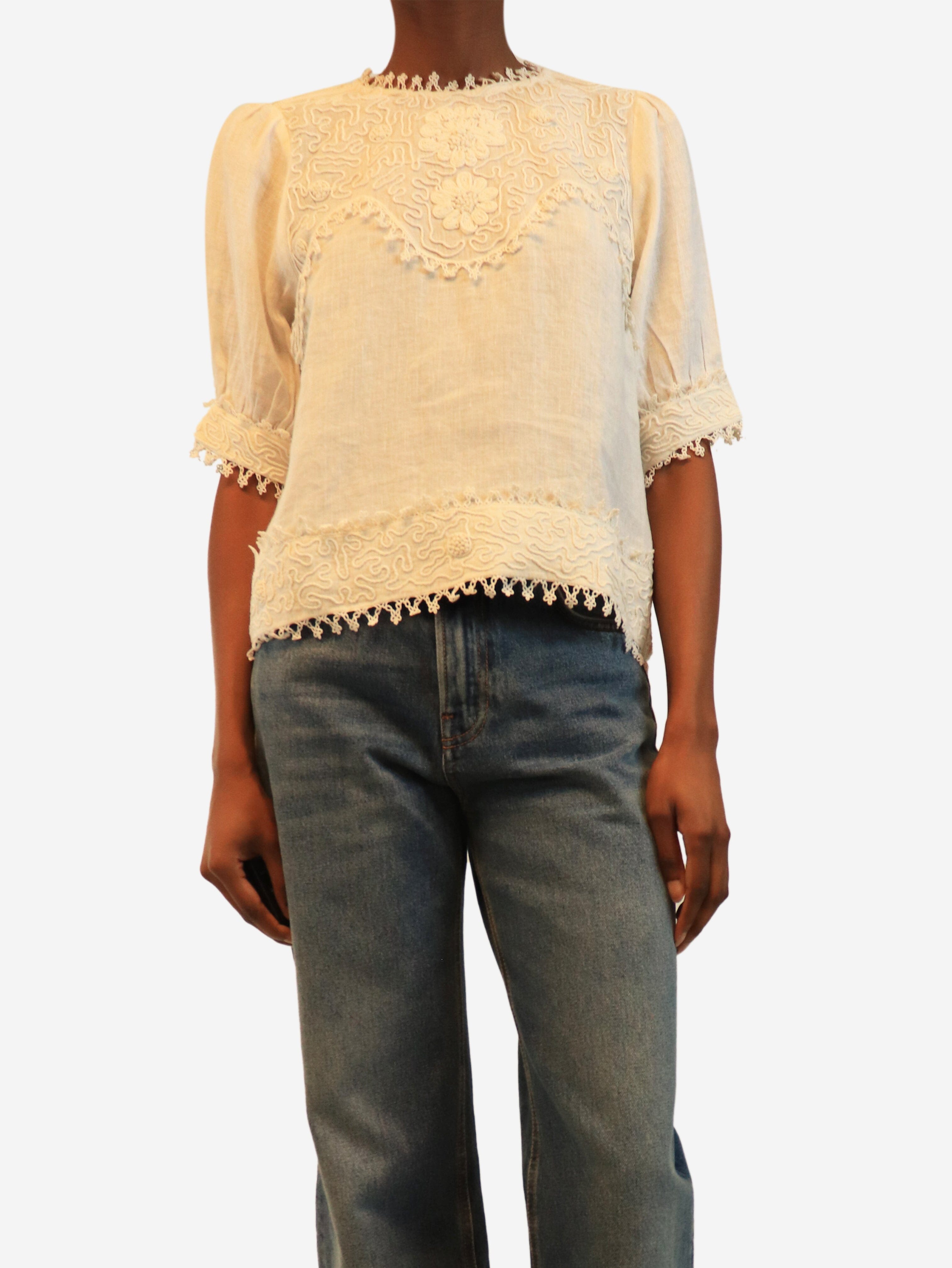 Cream Emmy linen blouse - size UK 6 Tops Skall 