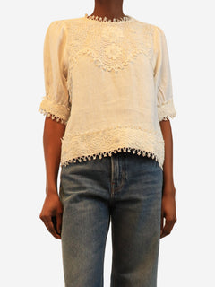 Cream Emmy linen blouse - size UK 6 Tops Skall 