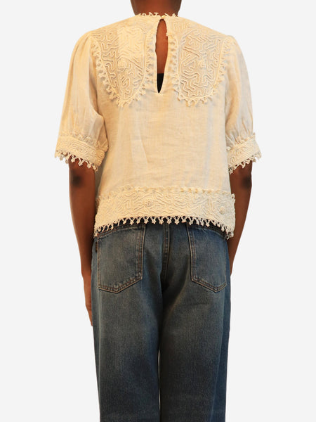 Cream Emmy linen blouse - size UK 6 alternate image