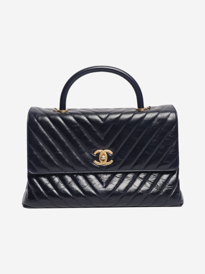 Dark blue 2017 lambskin chevron-quilted Coco Handle bag Shoulder bags Chanel 