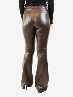 Brown faux-leather Beverly flare trousers - size UK 10 Trousers Veronica Beard 