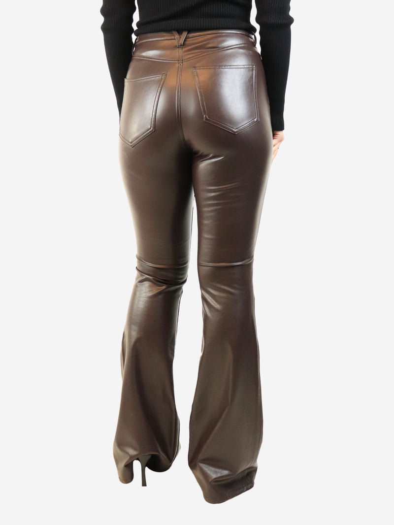 Brown faux-leather Beverly flare trousers - size UK 10 Trousers Veronica Beard 