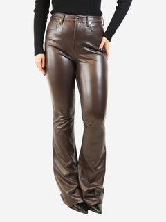 Brown faux-leather Beverly flare trousers - size UK 10 Trousers Veronica Beard 