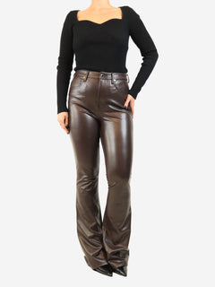 Brown faux-leather Beverly flare trousers - size UK 10 Trousers Veronica Beard 