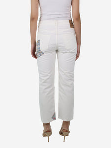Denimist White floral patchwork boyfriend jeans - size UK 6