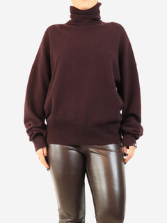 Aubergine cashmere roll-neck sweater Knitwear Extreme Cashmere 