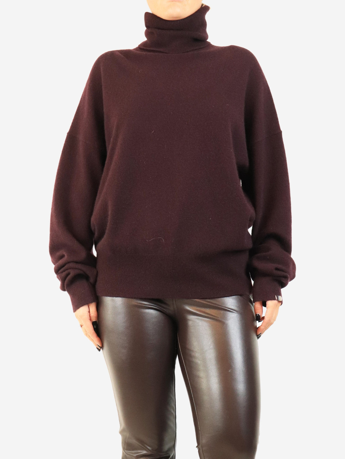 Aubergine cashmere roll-neck sweater Knitwear Extreme Cashmere 