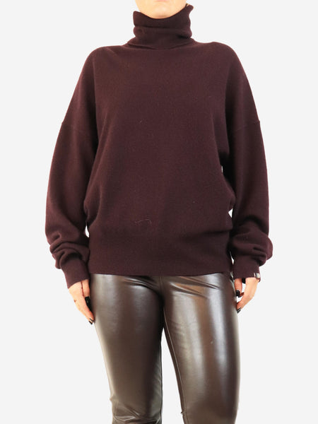 Aubergine cashmere roll-neck sweater product image