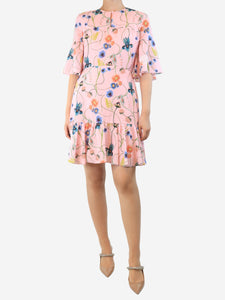 Borgo De Nor Pink floral crepe dress - size UK 10