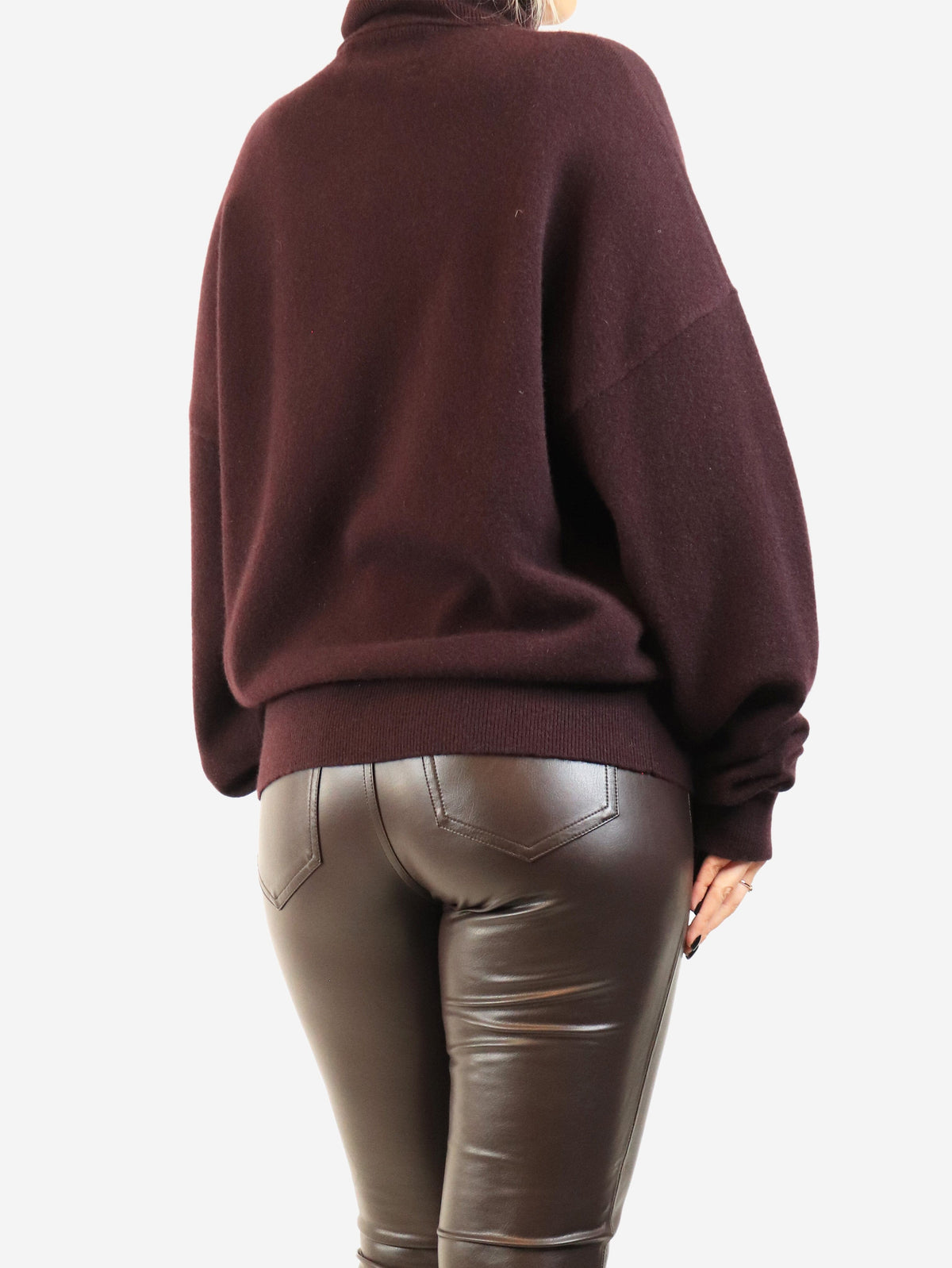 Aubergine cashmere roll-neck sweater Knitwear Extreme Cashmere 