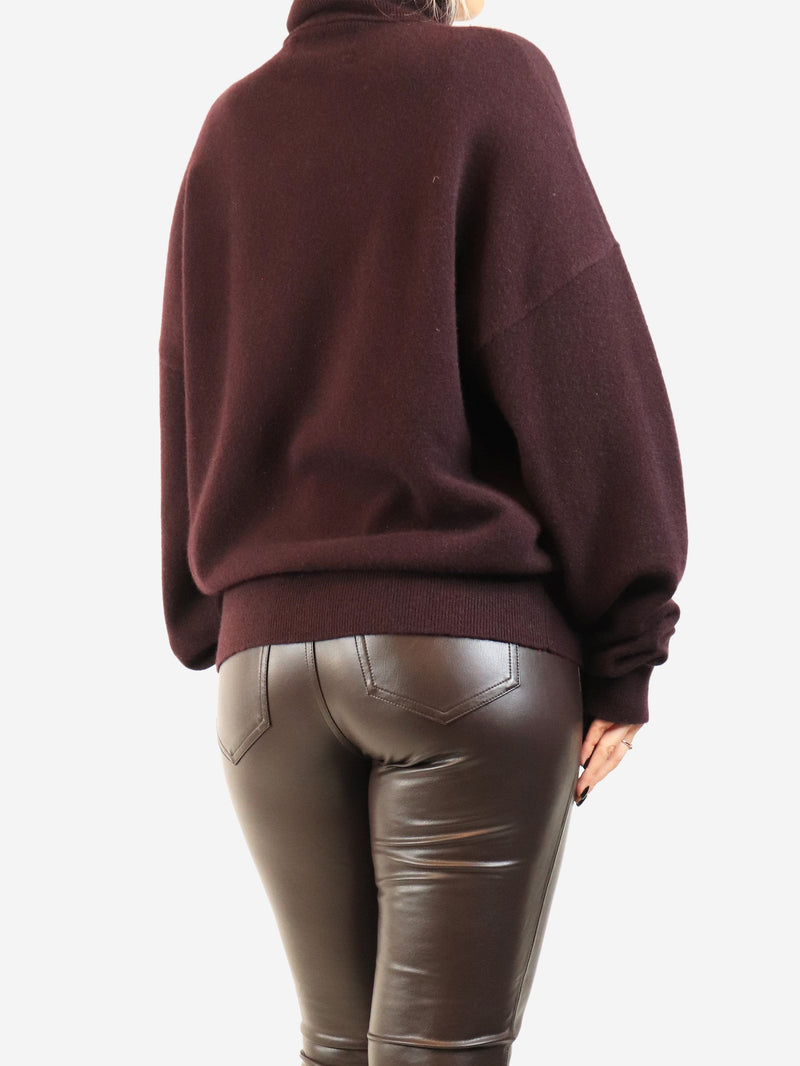 Aubergine cashmere roll-neck sweater Knitwear Extreme Cashmere 