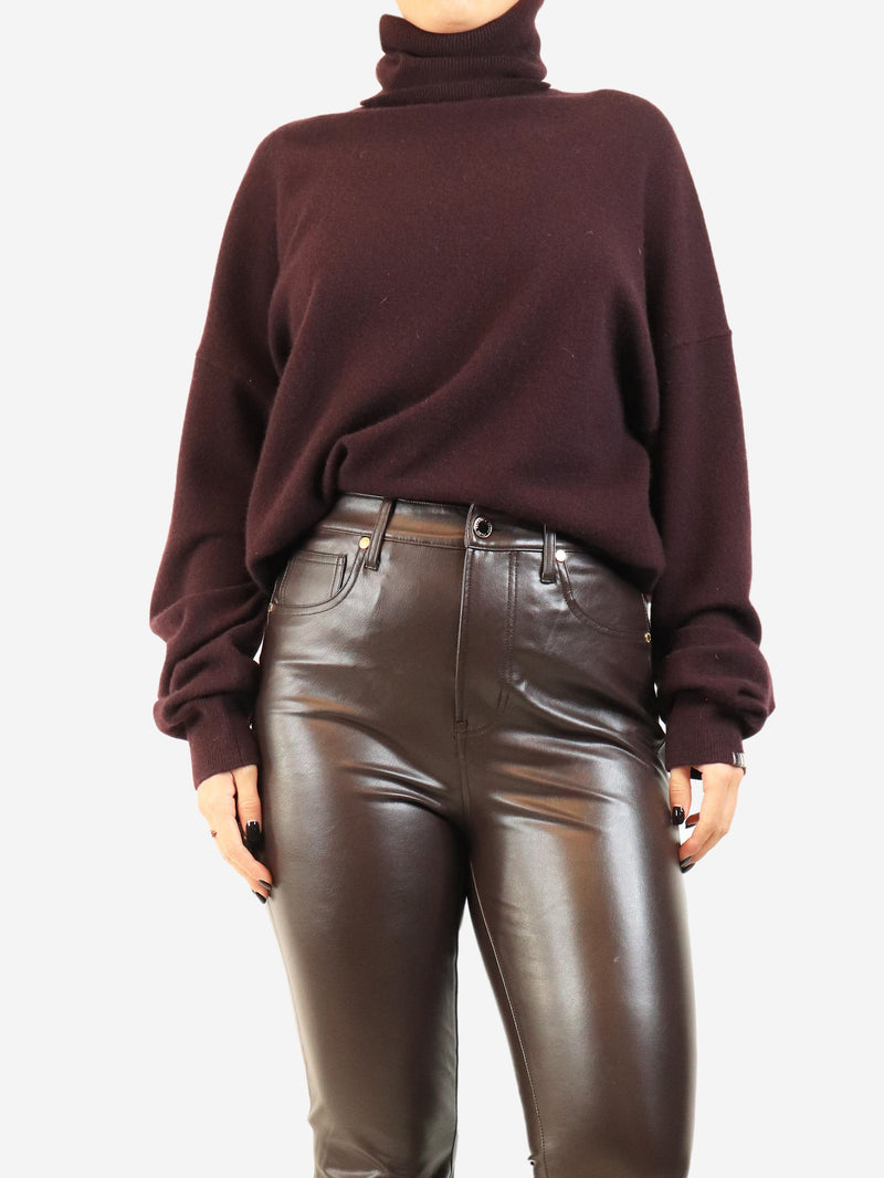 Aubergine cashmere roll-neck sweater Knitwear Extreme Cashmere 