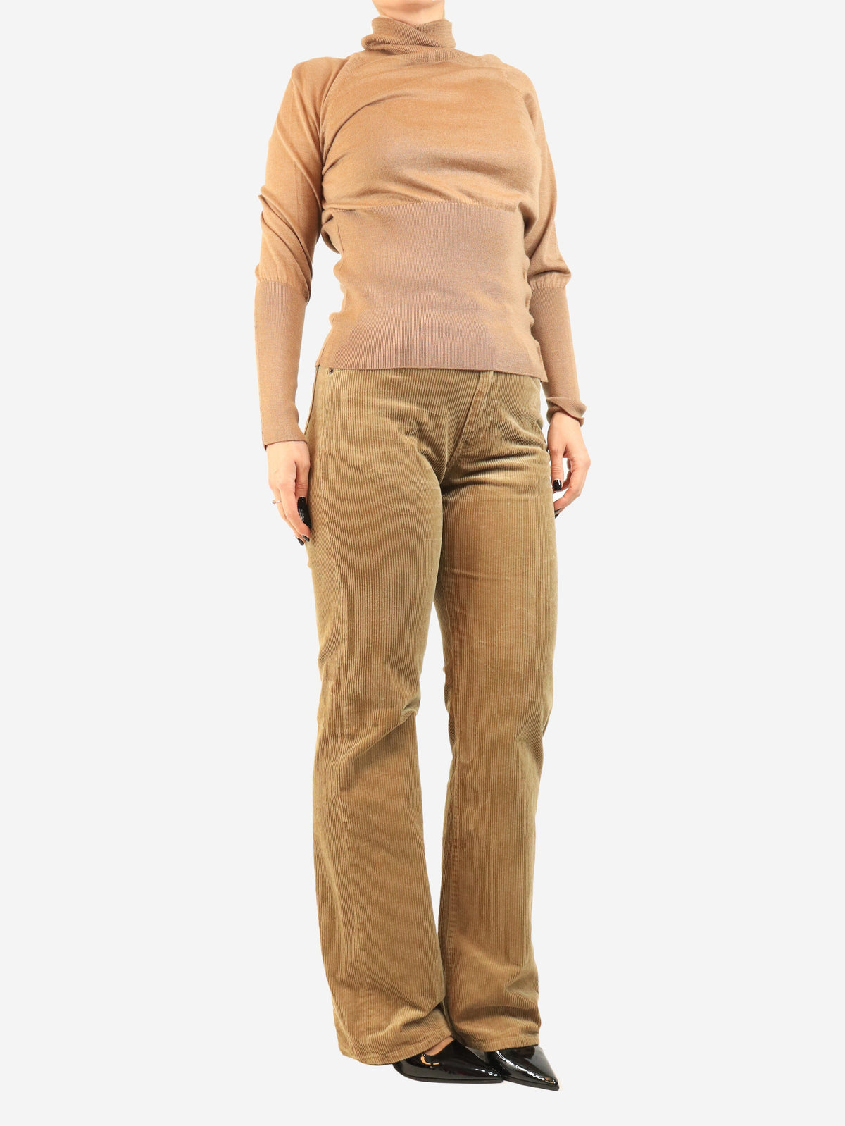 Beige corduroy trousers - size UK 10 Trousers G. 