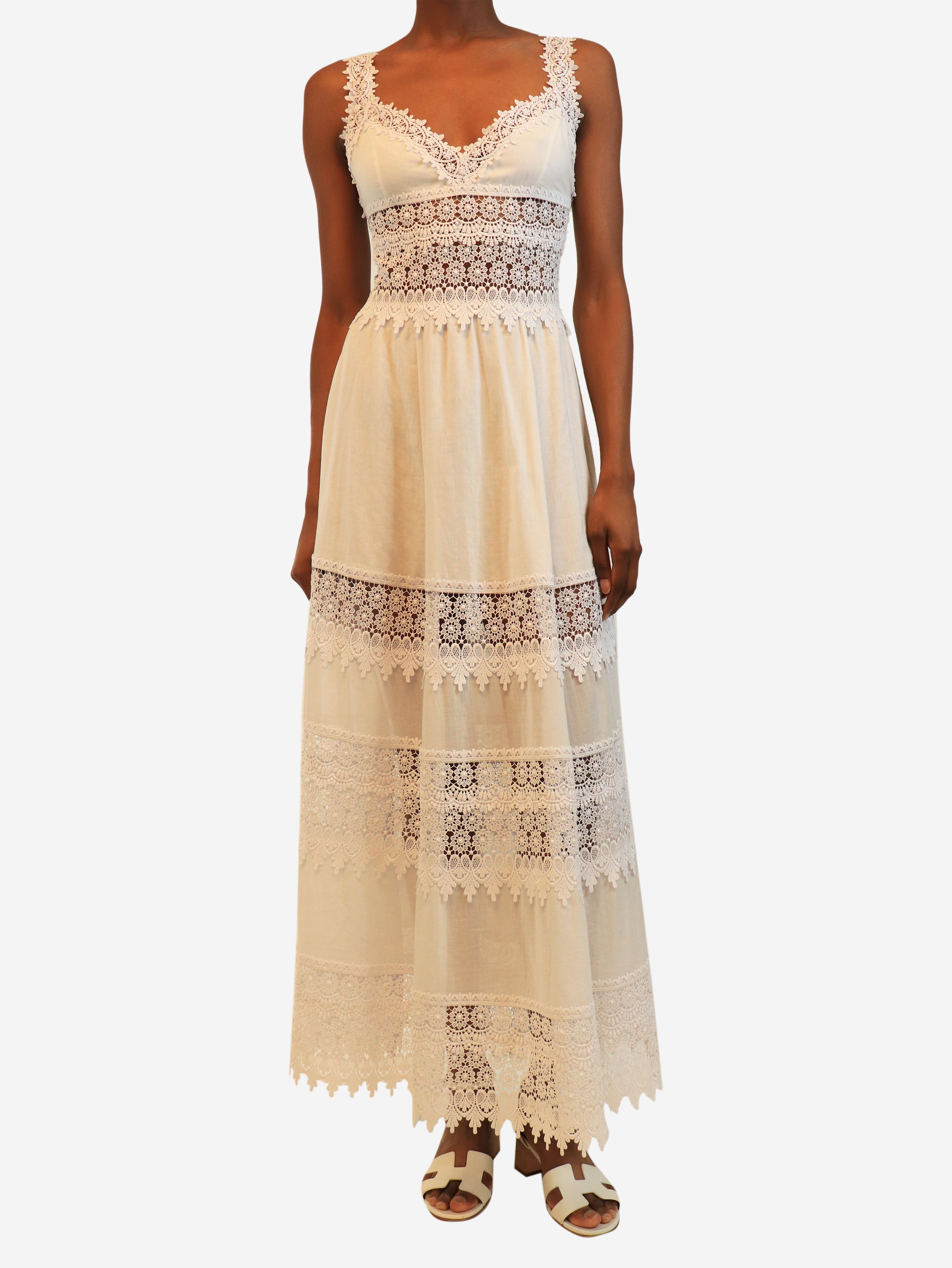 White lace-trim midi sundress - size S