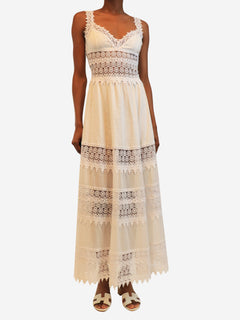 White lace-trim midi sundress - size S