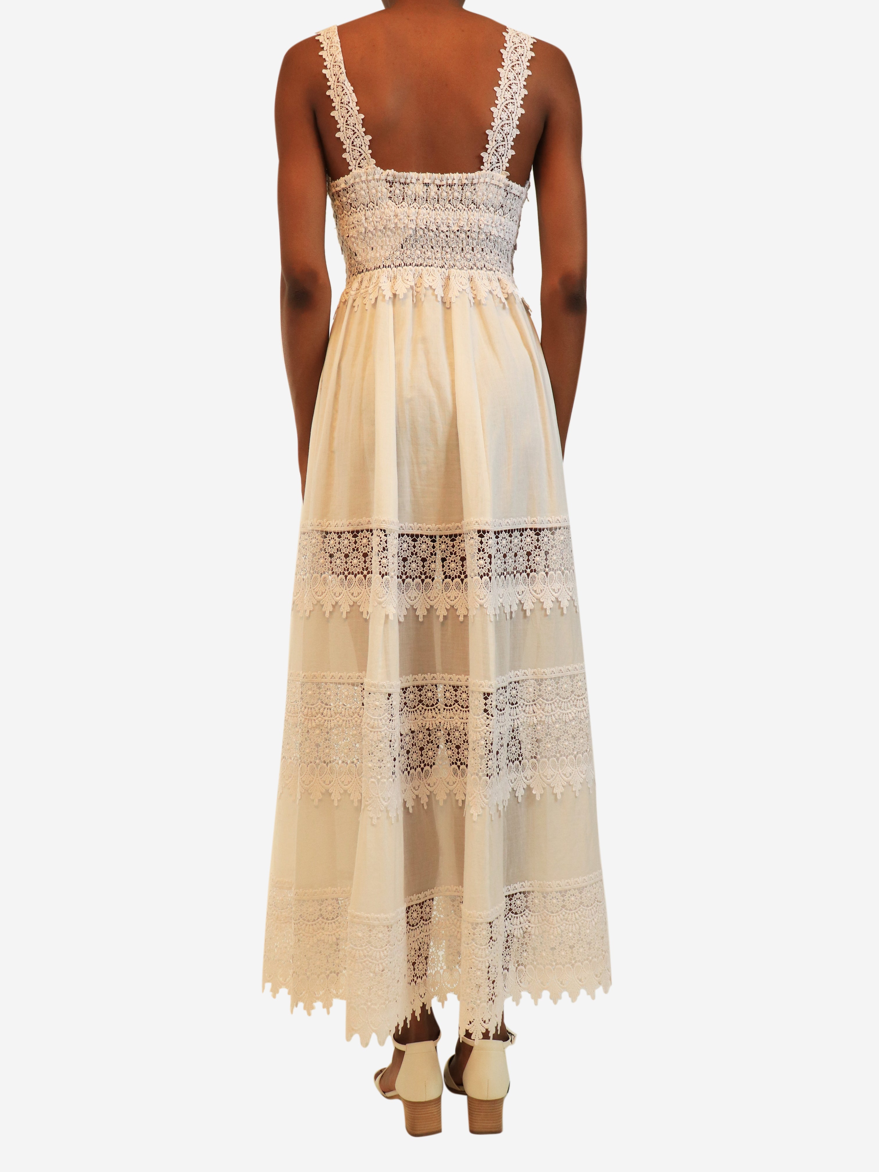 White lace-trim midi sundress - size S
