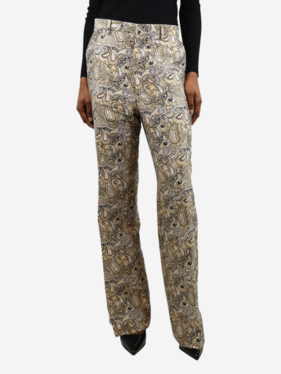 Neutral high-rise wide-leg jacquard trousers - size UK 6 Trousers Etro 