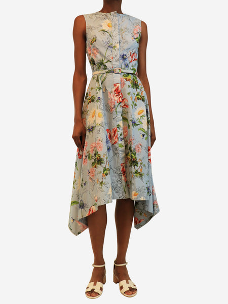 Light blue sleeveless floral dress - size UK 6 product image
