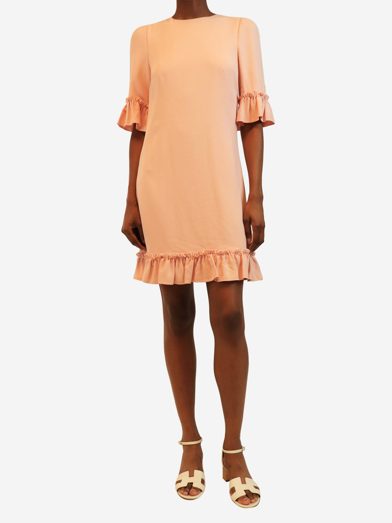Pink short-sleeved ruffle-trim mini dress - size UK 6 Dresses Dolce & Gabbana 