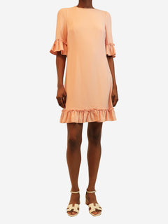 Pink short-sleeved ruffle-trim mini dress - size UK 6 Dresses Dolce & Gabbana 