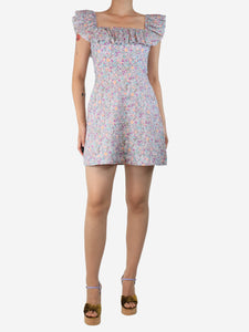 Zimmermann Multicolour Carnaby ruffle-neck mini dress - size UK 10