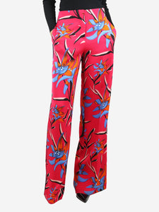 Diane Von Furstenberg Pink floral printed trousers - size UK 6